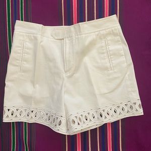 Catherine Malandrino fun white summer shorts w/cutouts, 8, excellent condition.